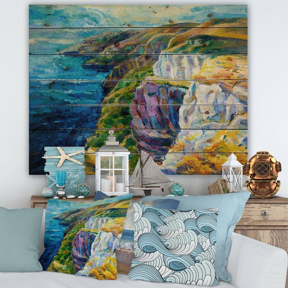 Designart 'Cliffs By The Blue Ocean II' Nautical & Coastal