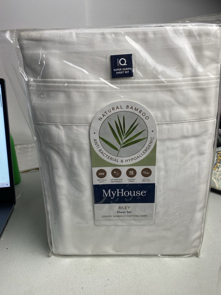 Luxury Bamboo Cotton Yarn Queen Sheet Set by My House Riley Brand New T42