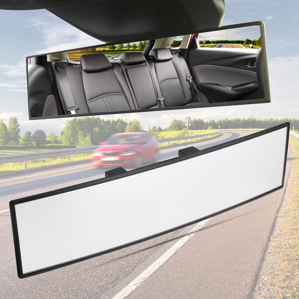 JOYTUTUS 11.81 Inch Universal Panoramic Rear View Mirror 1 Pack Clear