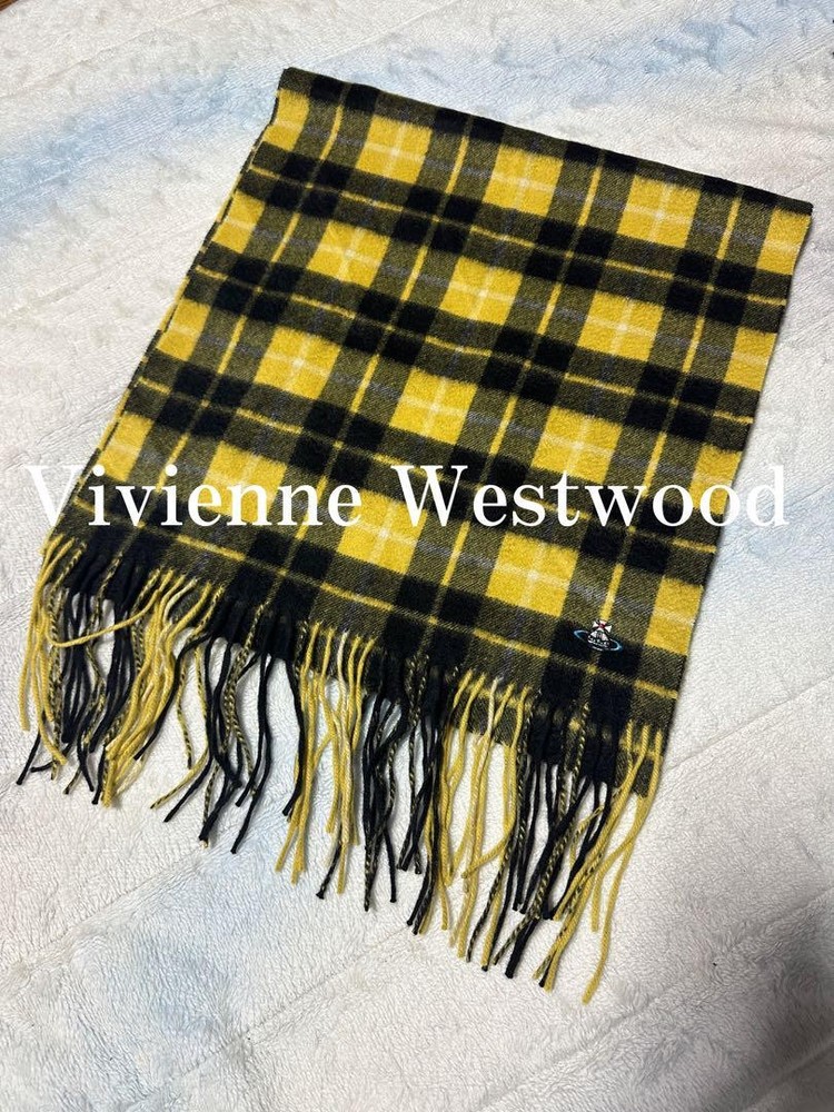 Vivienne Westwood Green Cashmere Scarf Preowned Luxury Muffler  