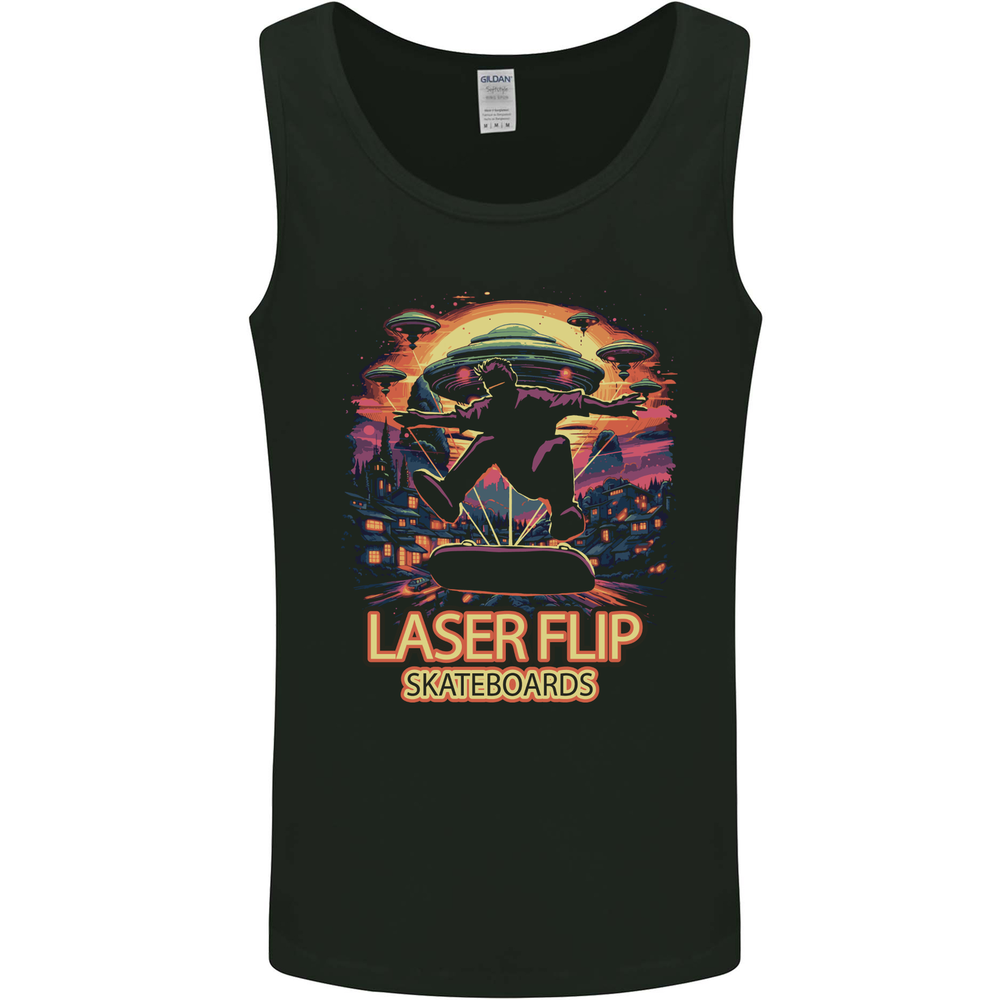 Laserflip Skateboards Skateboarder UFO Alien Mens Vest Tank Top