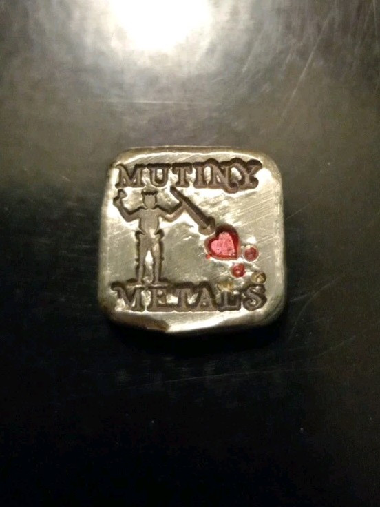 1/2 oz .999 Fine Silver Hand Poured, Heart Breaker, Mutiny Metals