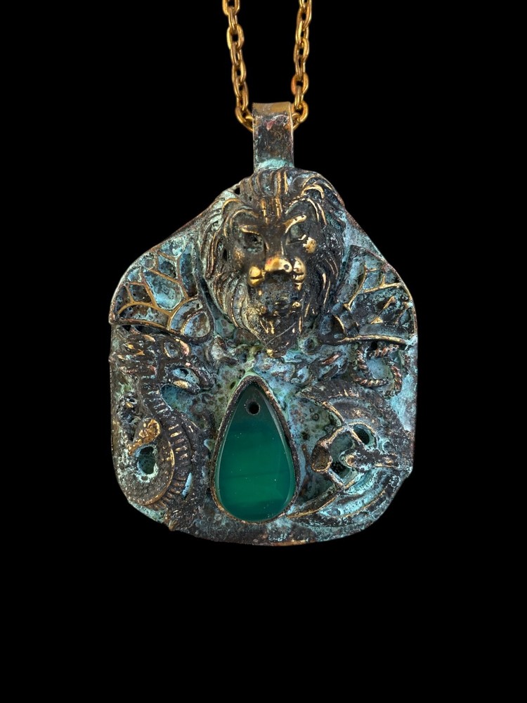 Goddess Sekhmet Vintage Pendant , Handmade Late Period Art