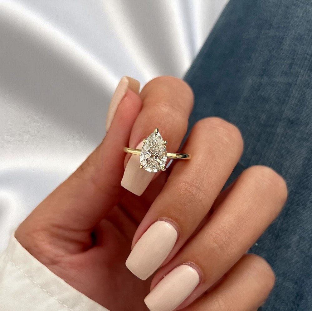 2.0CTW IGI Certified Pear Shape F-VVS2 Diamond Solitaire Ring, Engagement Ring