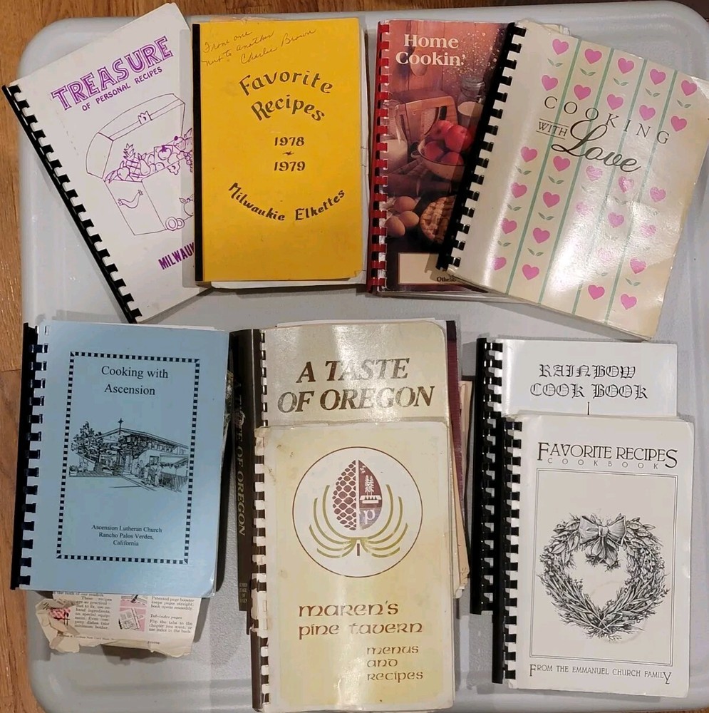 Lot of 9 Local PNW Spiral Bound Cookbooks Community Church Rare HTF Vtg Recipes