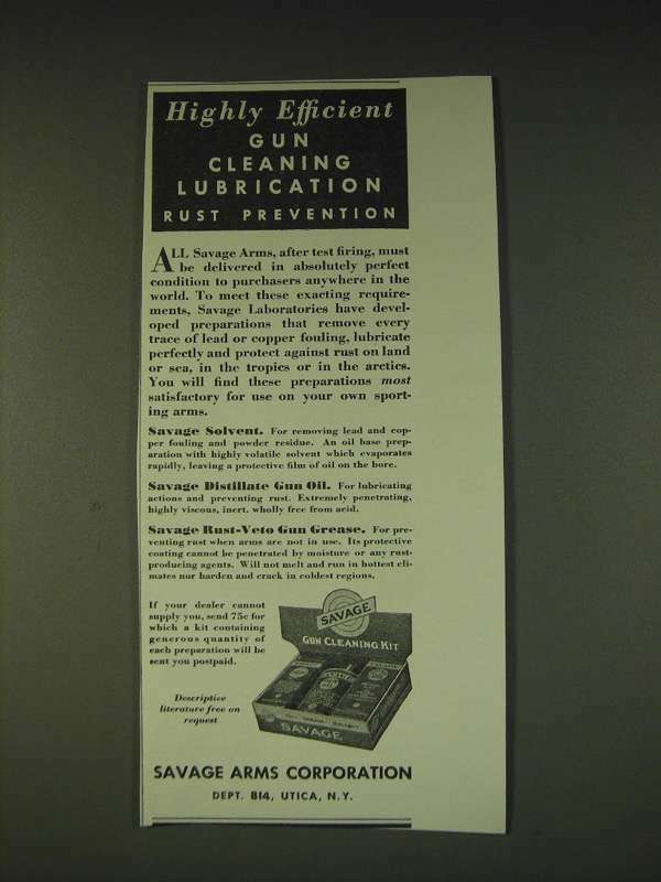 1935 Savage Arms Gun Cleaning Kit Ad - Highly efficient gun cleaning