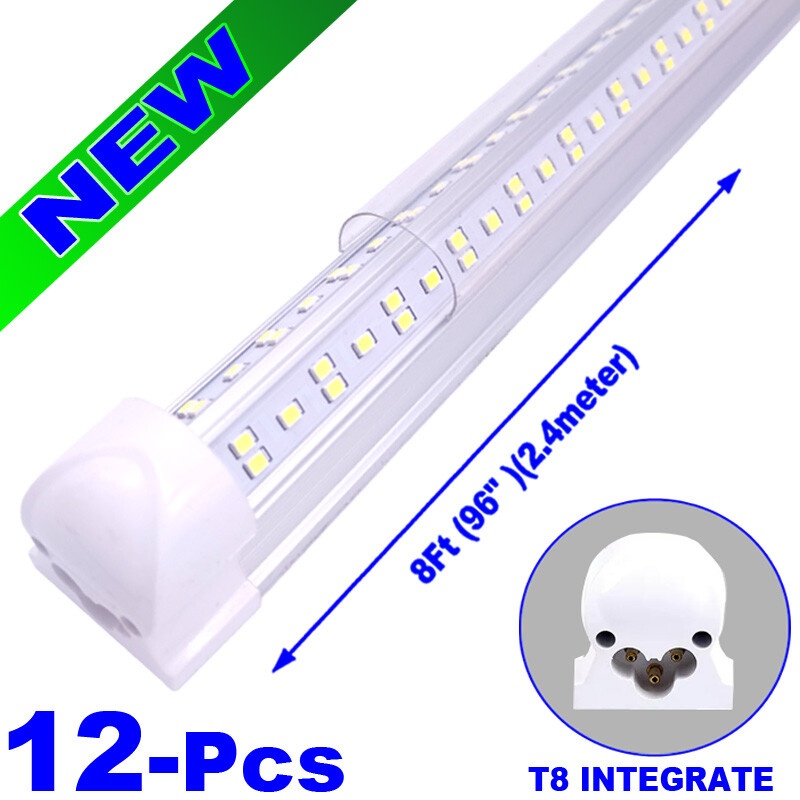 12/Pack LED Shop Lights Fixture Tube Strip Ceiling Lights 8ft For Garage Worksho