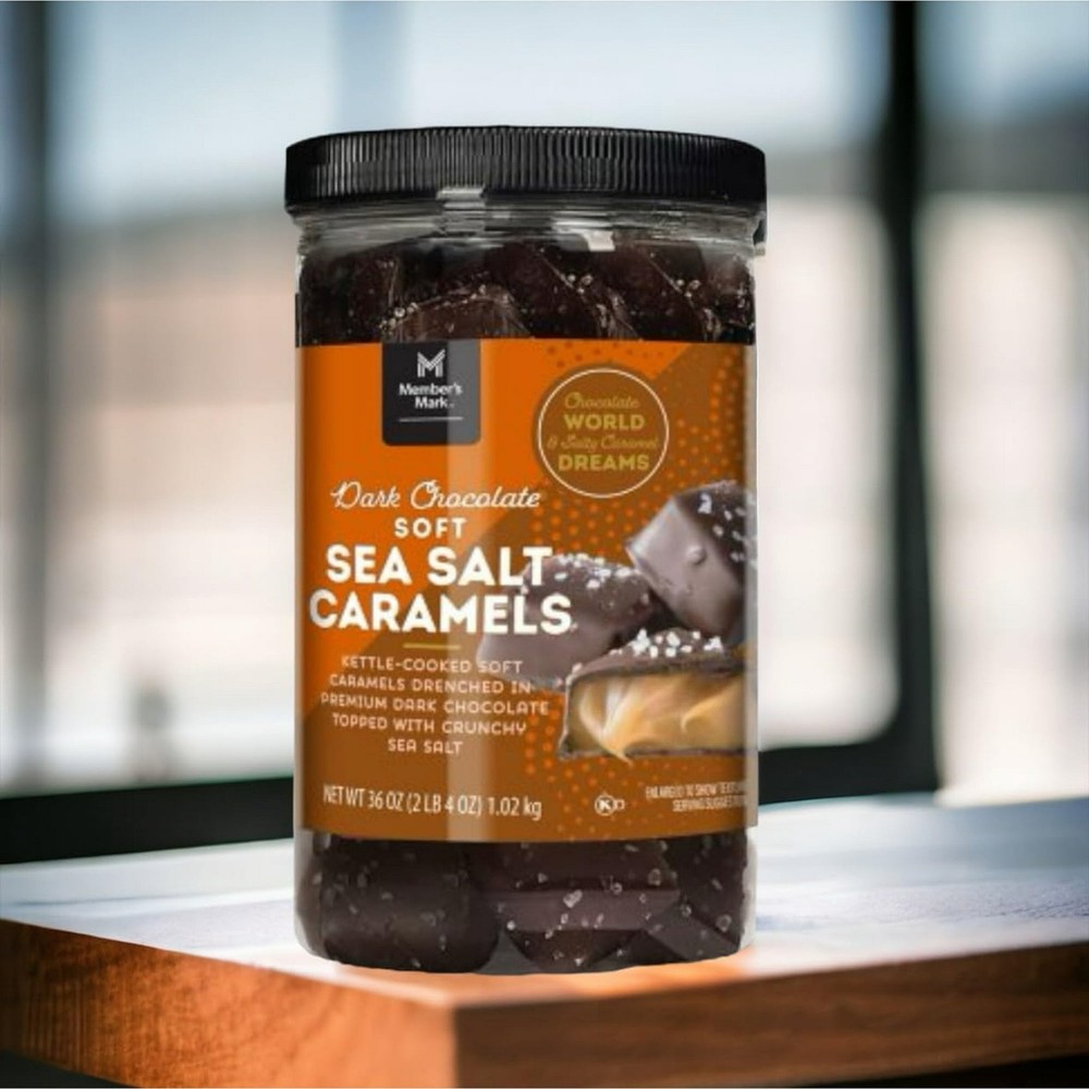 Members Mark Dark Chocolate Sea Salt Caramels 36 oz Indulgent Treat-image