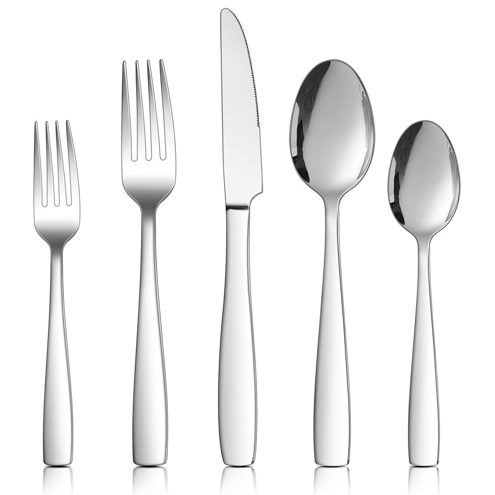 18/10 Stainless Steel Flatware Set for 4, 20-Piece Modern Silverware Cutlery ...