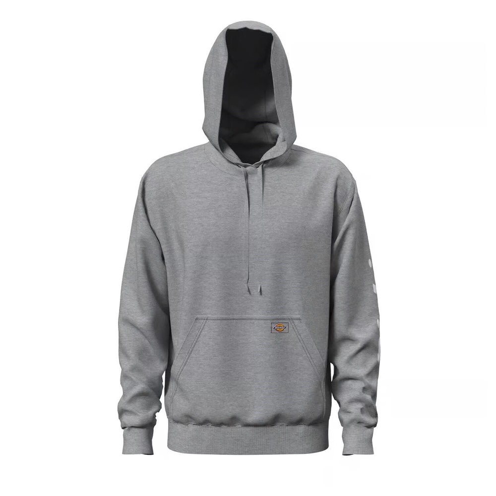 Dickies Mens Long Sleeve Fleece Hoodie Sweatshirt Water Repellent Large - Gray
