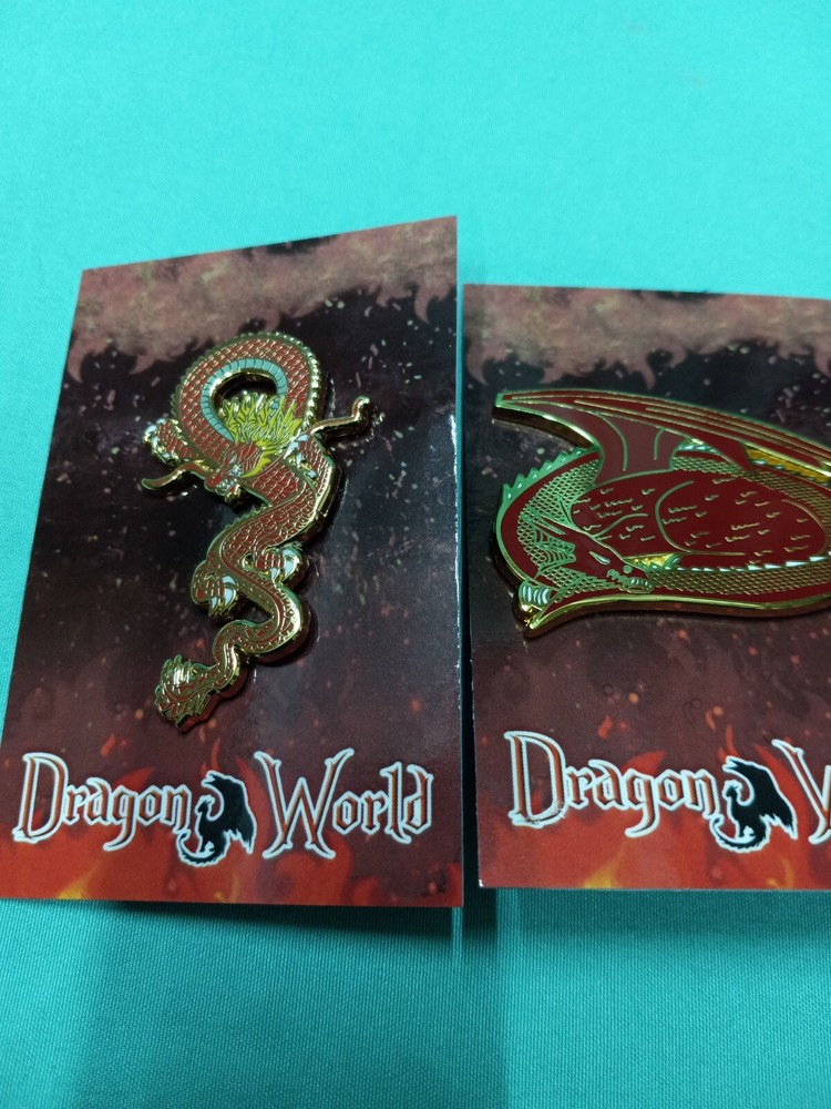 Dragon World Enamel Pin Set of 2 Fantasy Creature Collectibles