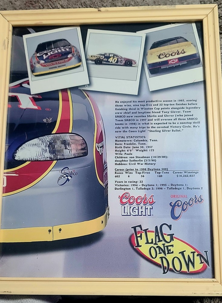 Vintage 8x10 Coors Race Car Photo with Driver Details