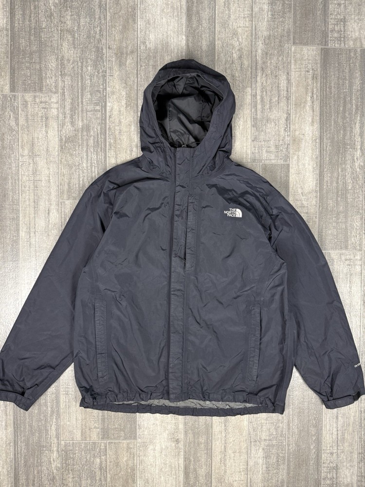 The North Face Mens XXL Hyvent Waterproof Hooded Windbreaker Shell in Black  