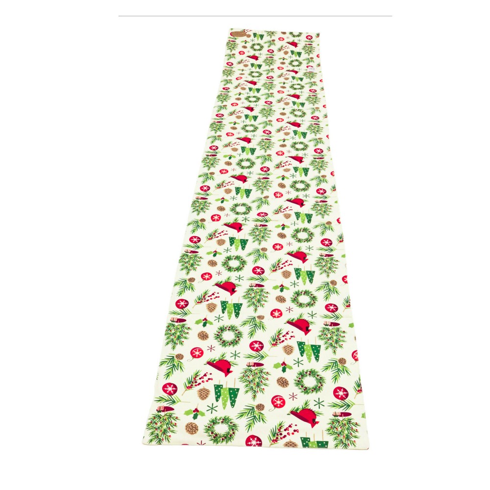 Festive Holiday Greenery 15x72 Inch 100% Cotton Table Runner SALE Best Offer  -image