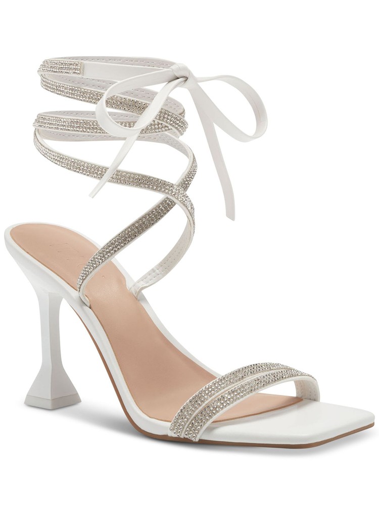 INC Womens White Tie Straps Bradki Open Toe Sculpted Heel Heeled Sandal 6 M