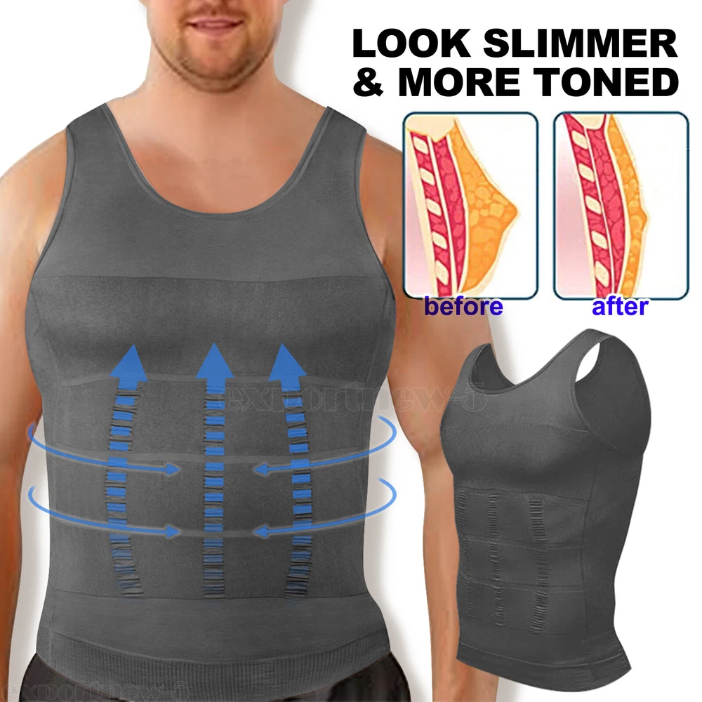 Men's Slimming Body Shaper Belly Chest Gynecomastia Compression Tank Top Shirt