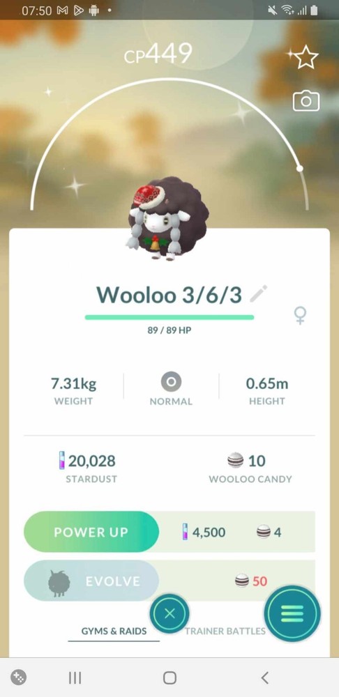 Shiny Wooloo in Festive Christmas Costume for Pokémon Go Registered or Ultra Friends  