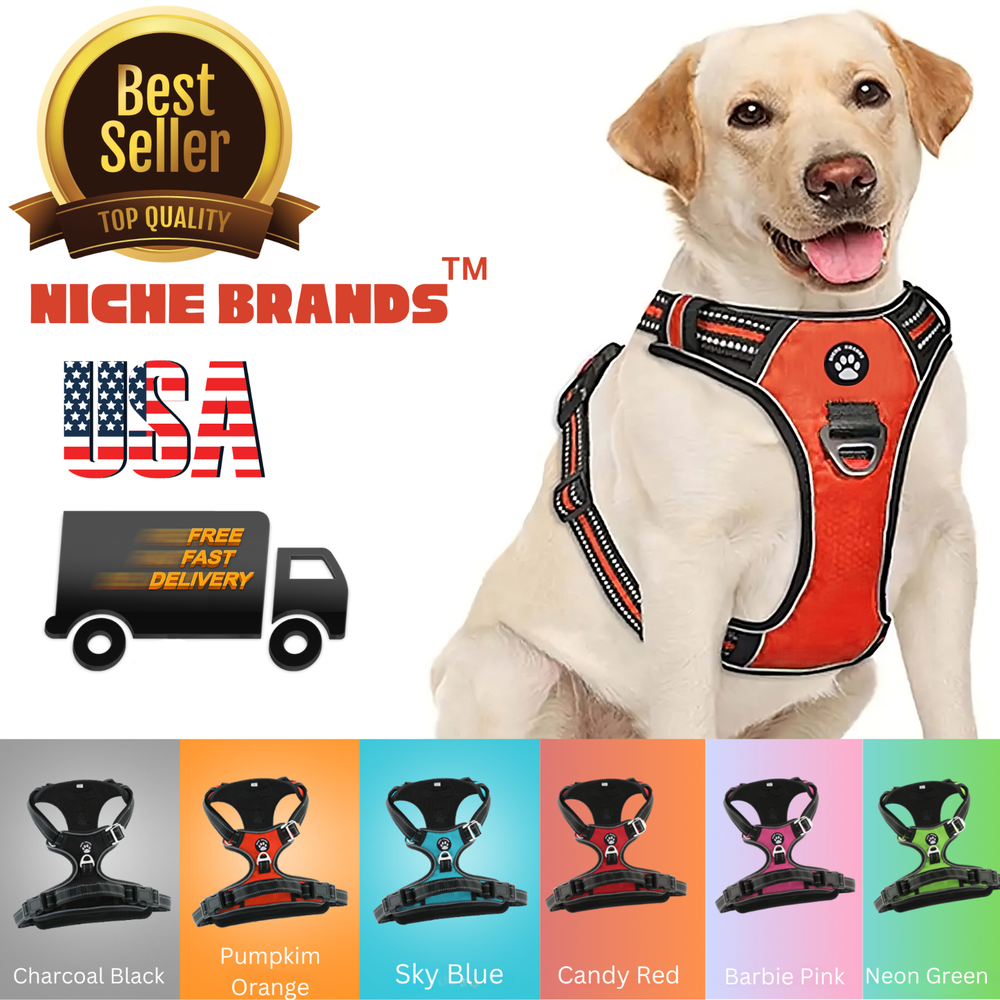 NicheBrands 3M No Pull Dog Pet Harness Reflective Adjustable Vest No choke 2024