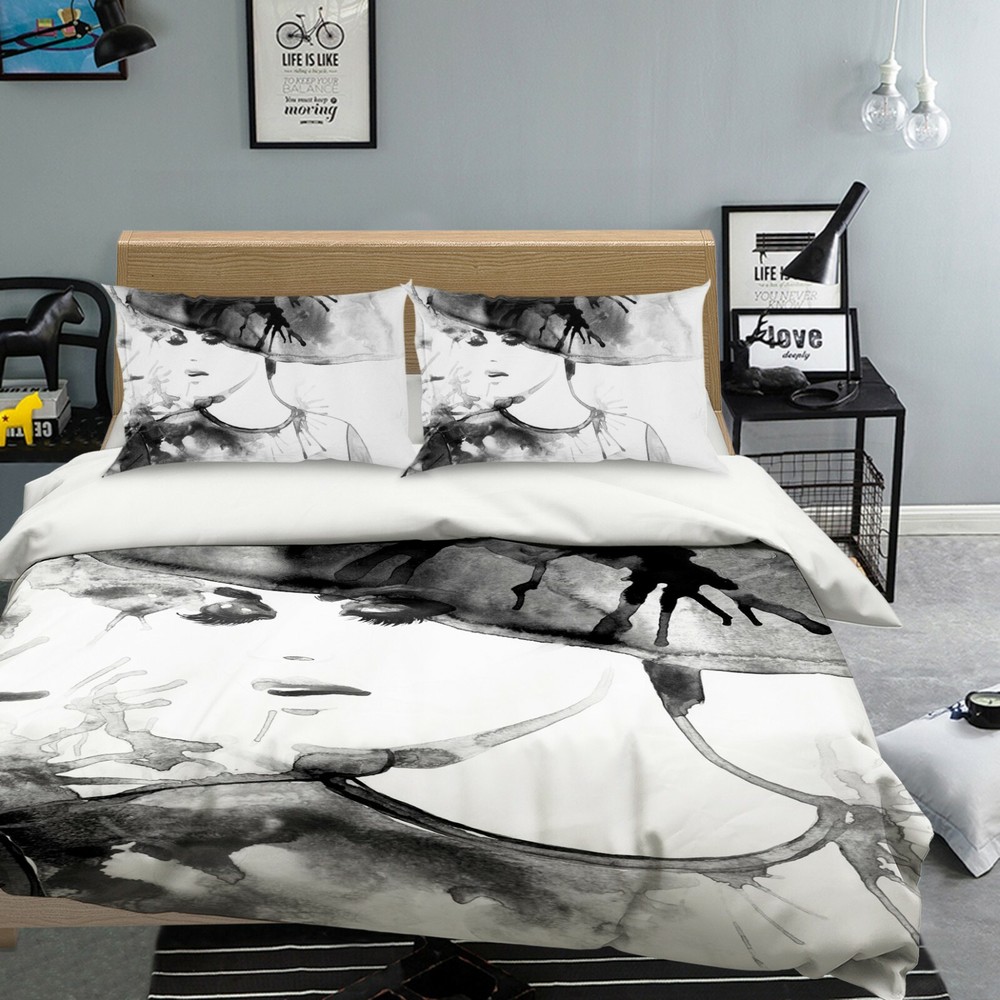 3D Ink Art Style ZHUA217 Bed Pillowcases Quilt Duvet Cover Set Queen King Amy