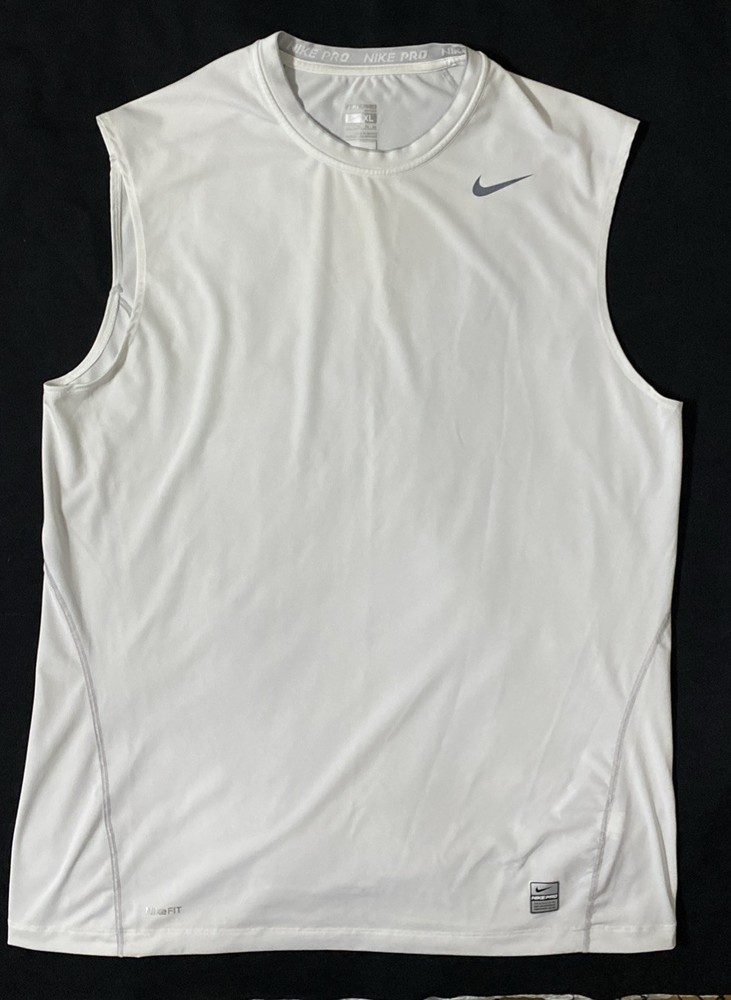 Mens Nike Pro Sleeveless Fitted Training Tee, XL, White