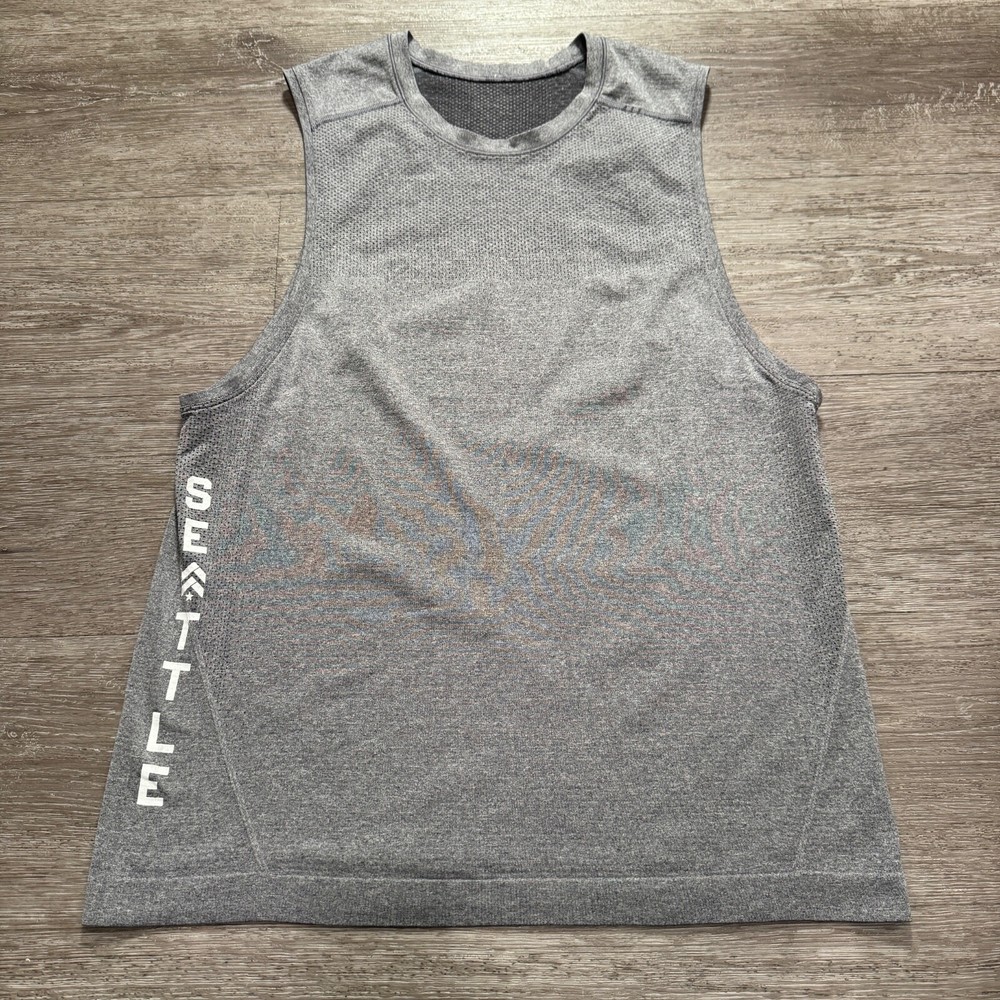 Camiseta sin mangas Lululemon para hombre mediana gris camiseta tejida rendimiento atletismo adulto