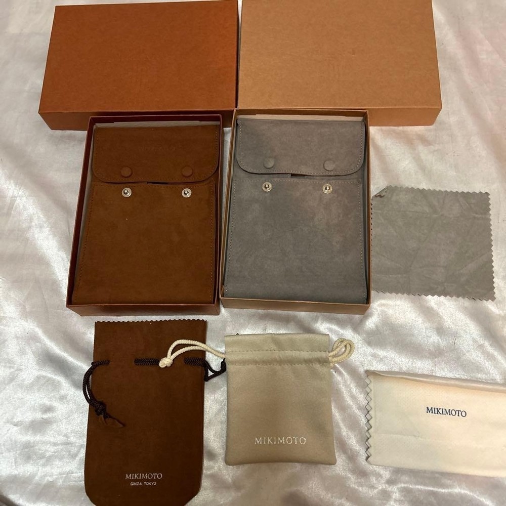 MIKIMOTO jewelry case box travel pouch soft case set of 4 m71811872226HA Used