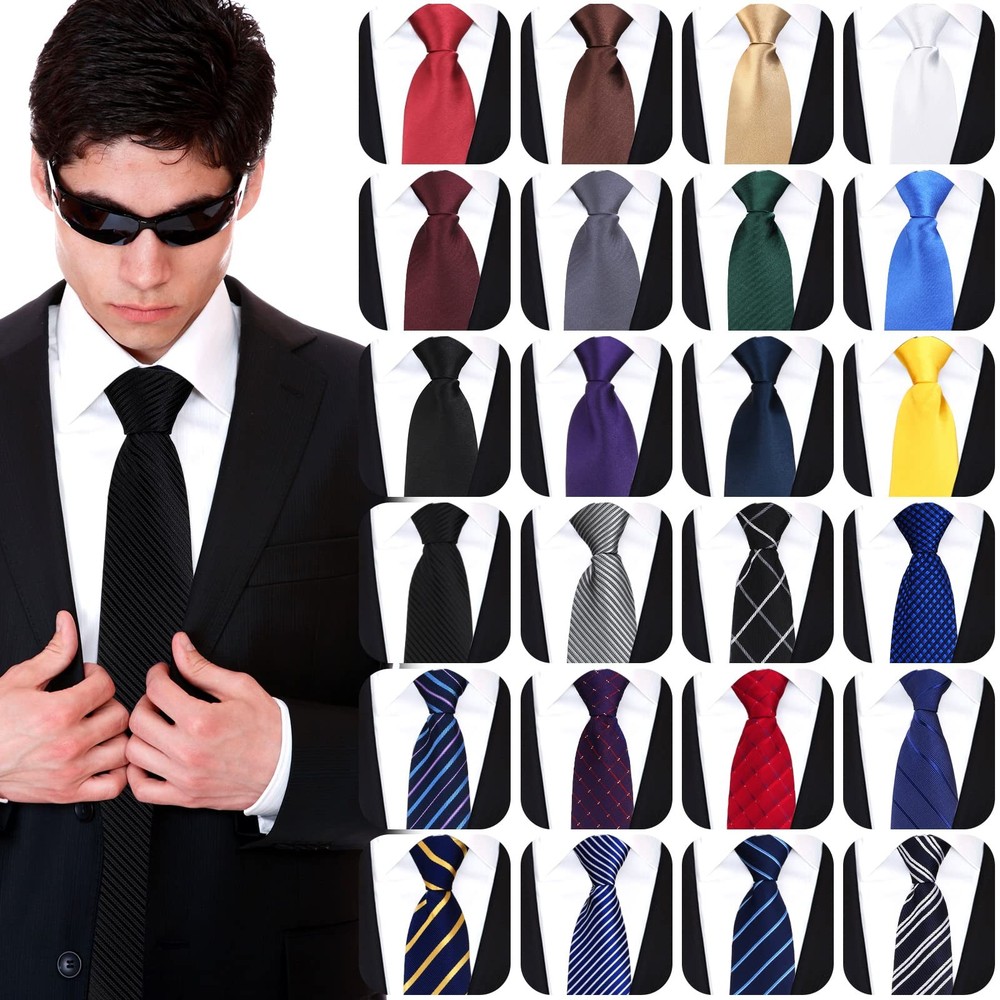 24-Pack Adjustable Pre-Tied Zipper Neckties for Men – Classic Style