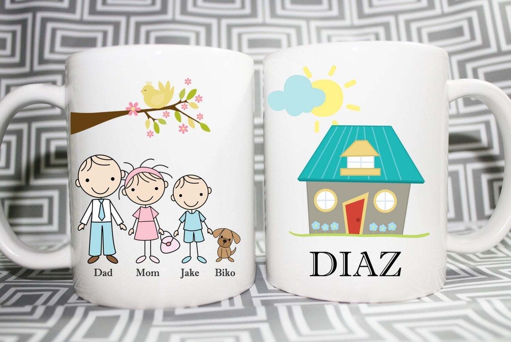 Custom And Personalized Family Stick Ceramic Mug Made To Order With Gift Box