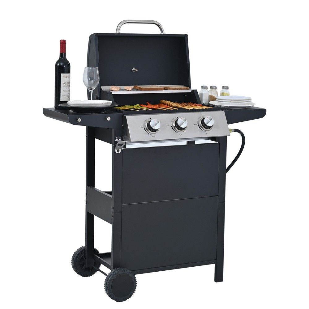 4 Stainless Steel Propane Gas Grill 34000 BTU Outdoor Cooking with