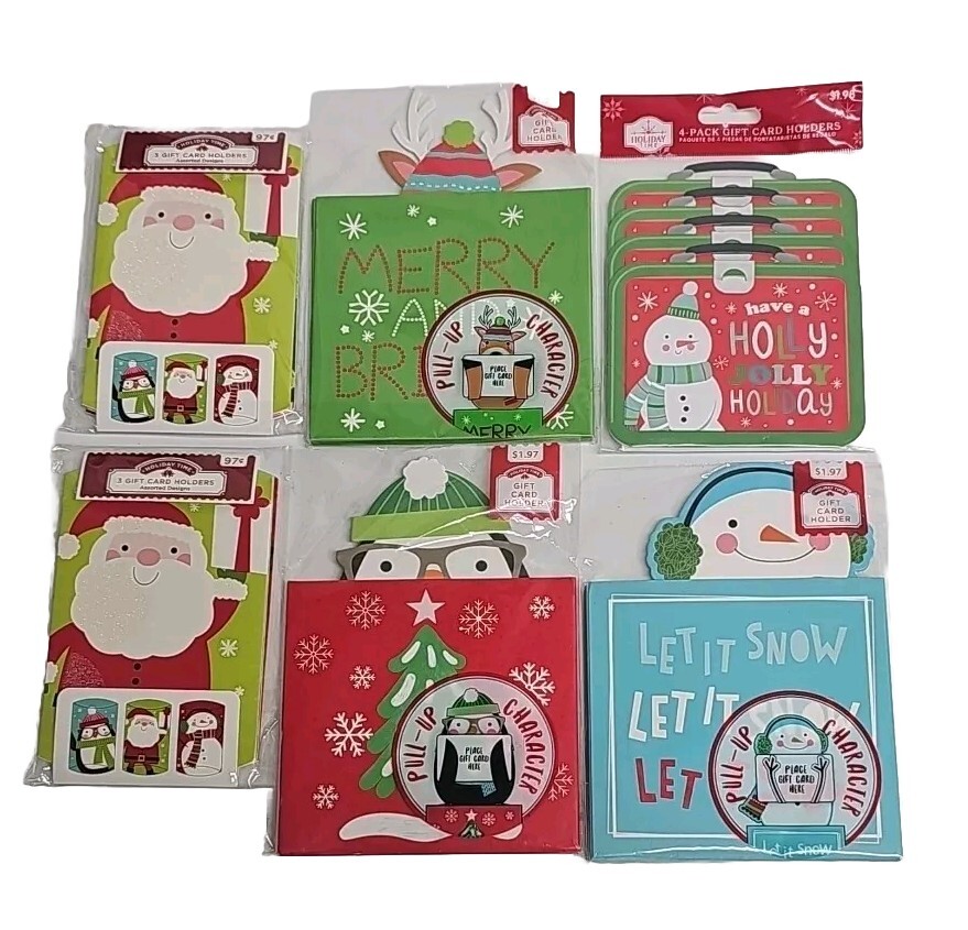 Festive Christmas Gift Card Holder Set - 16 Assorted Holiday Designs  -image