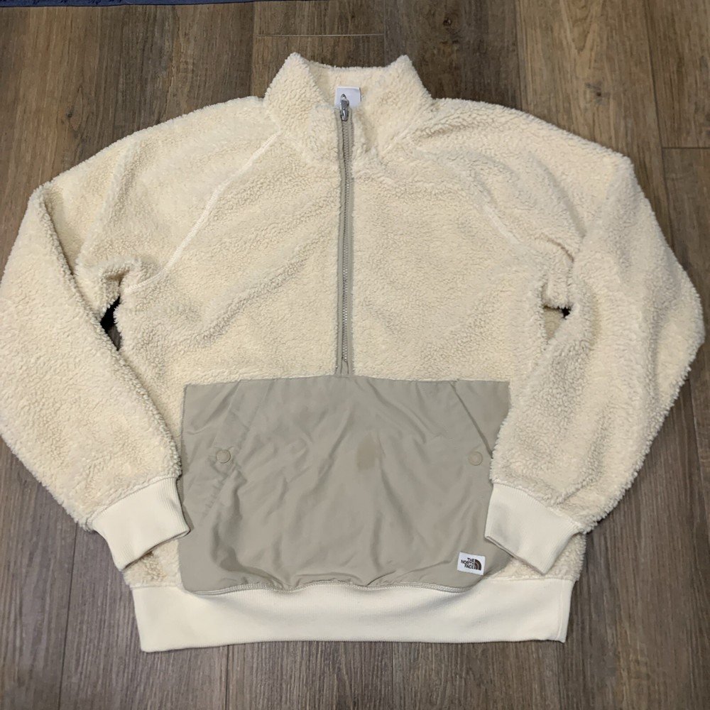 The North Face Men's Ridge Fleece Mens M 1/4 Zip Pullover Bleached Sand Outdoor