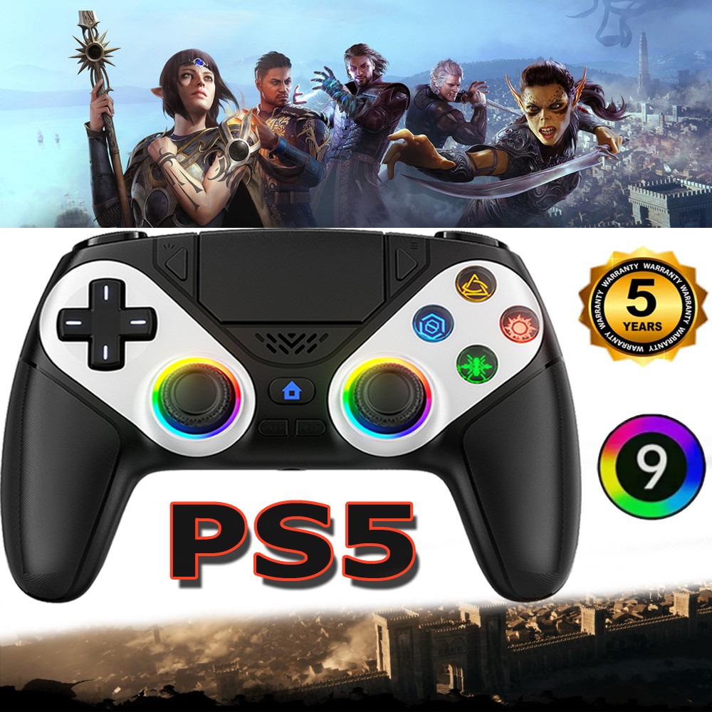For Sony Playstation 5 PS5 DualSense Wireless Black/White Controller w/Flash