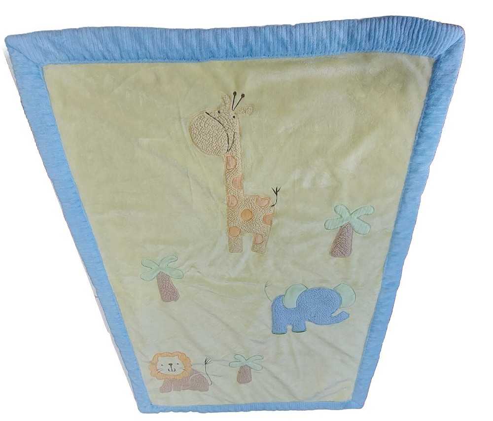 Koala Baby Yellow Jungle Safari Blanket Lion Giraffe Elephant Palm Sherpa 28x38