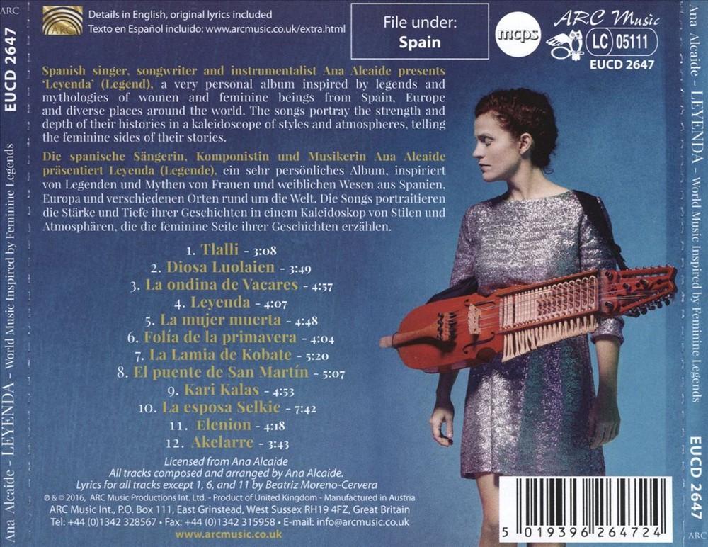 ANA ALCAIDE LEYENDA: WORLD MUSIC INSPIRED BY FEMININE LEGENDS NEW CD