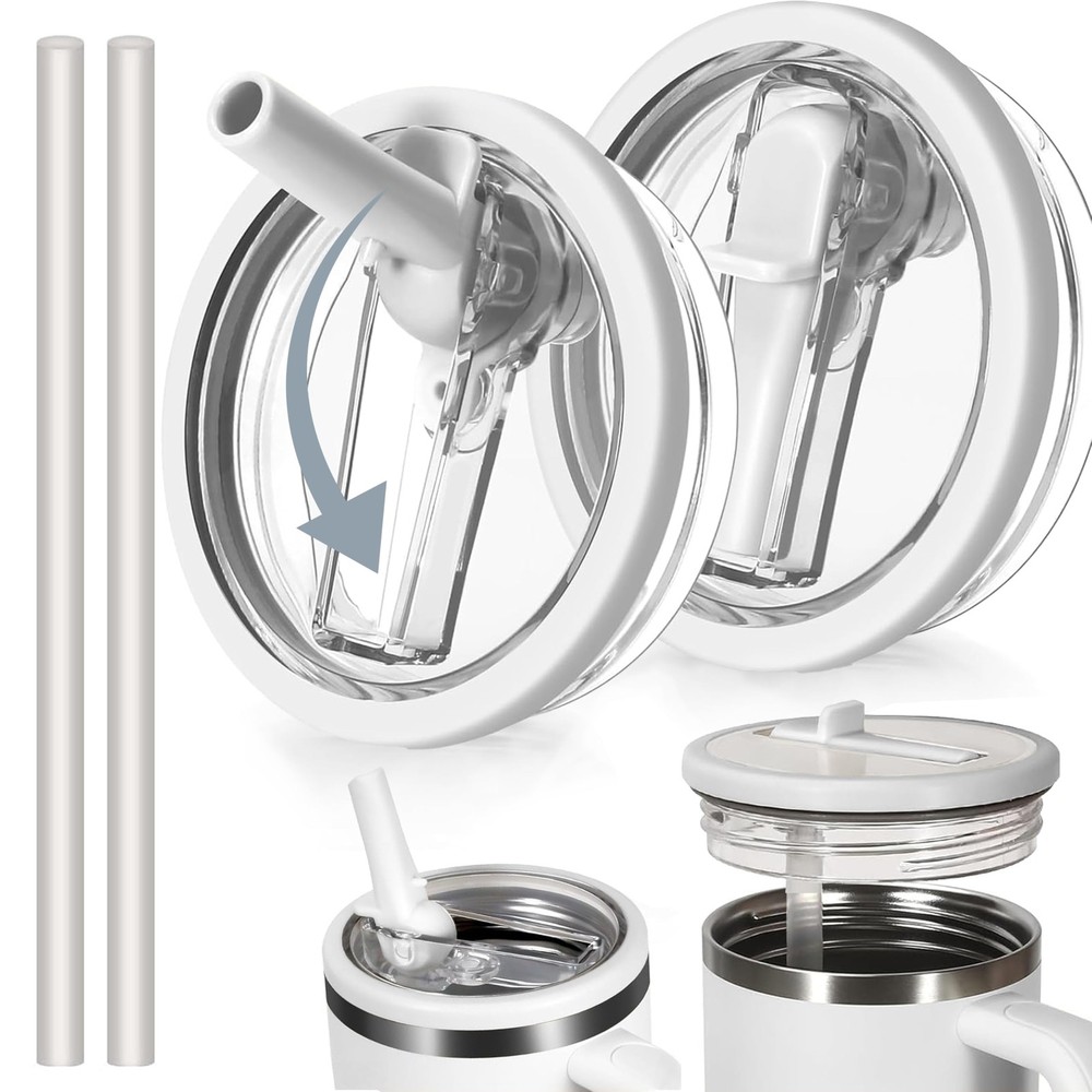 2-Pack Stanley 40 Oz Flip Top Lid Replacement - Durable Plastic & Polypropylene