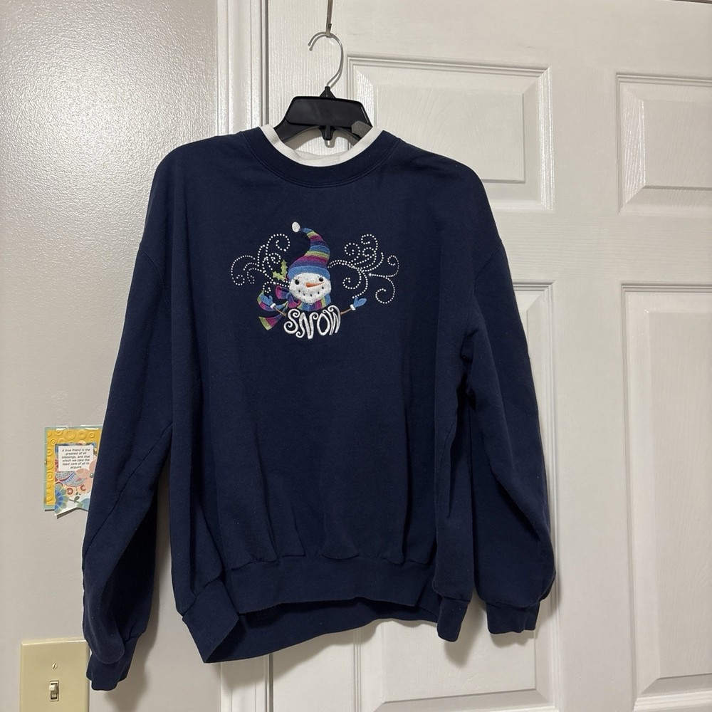 vintage grandma chic sweatshirt women's 2x blue embroidery