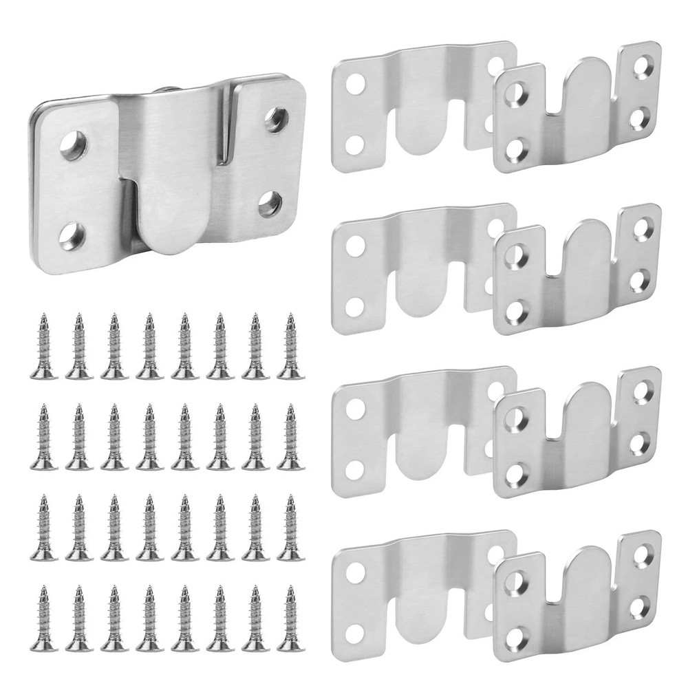 4 Pairs Stainless Steel Flush Mount Bracket, Interlocking Heavy Duty Photo Fr...