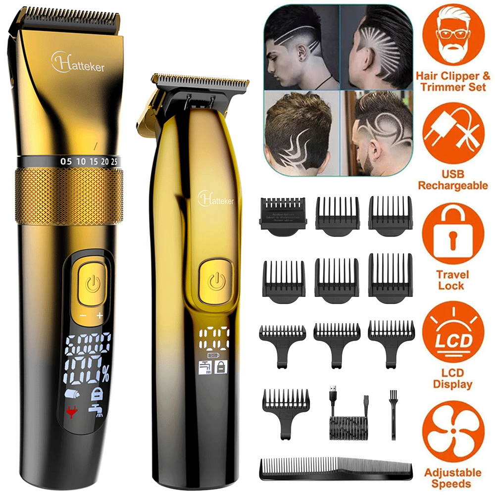 Hatteker Professional Cordless Hair Clipper & Beard Trimmer for Barbers