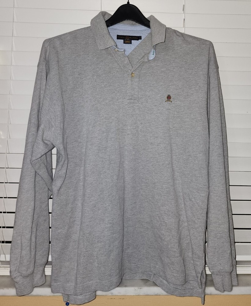 Tommy Hilfiger Men's Gray XL Long Sleeve Polo Shirt