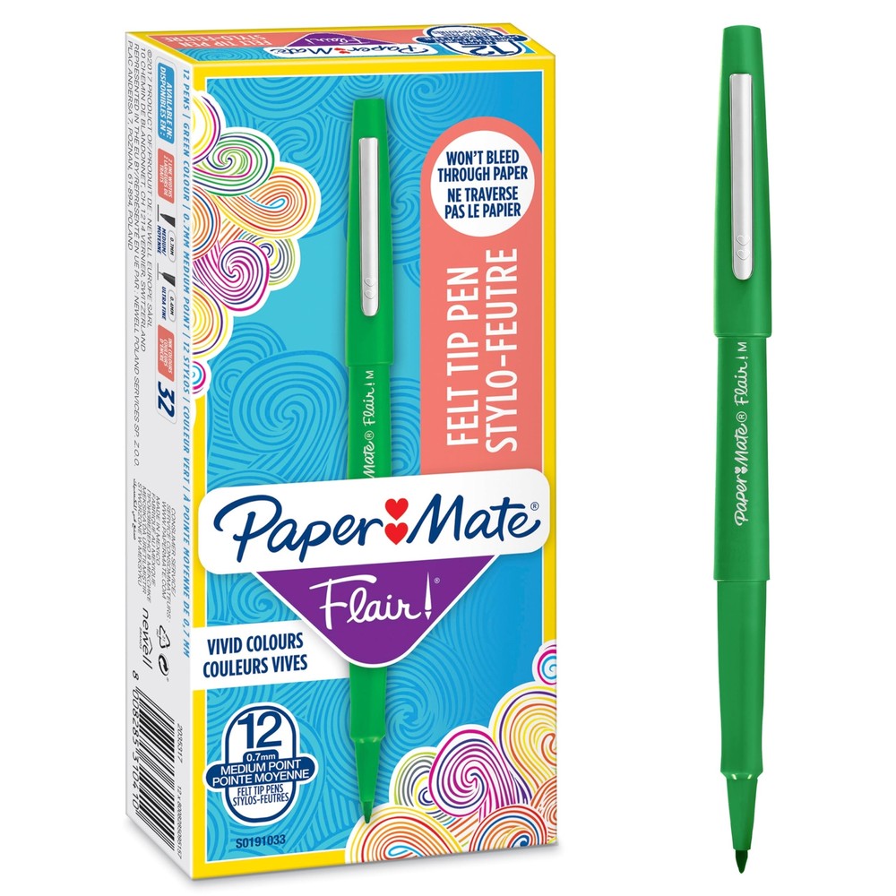 Paper Mate Flair Felt Tip Pens | Medium Point (0.7 mm) Marker Pens | Green Pe...