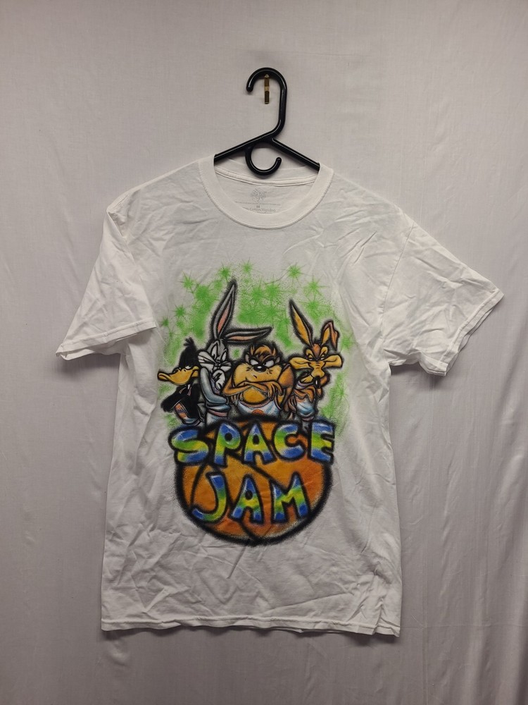 Space Jam Airbrush Graphic Double Sided Medium T-Shirt