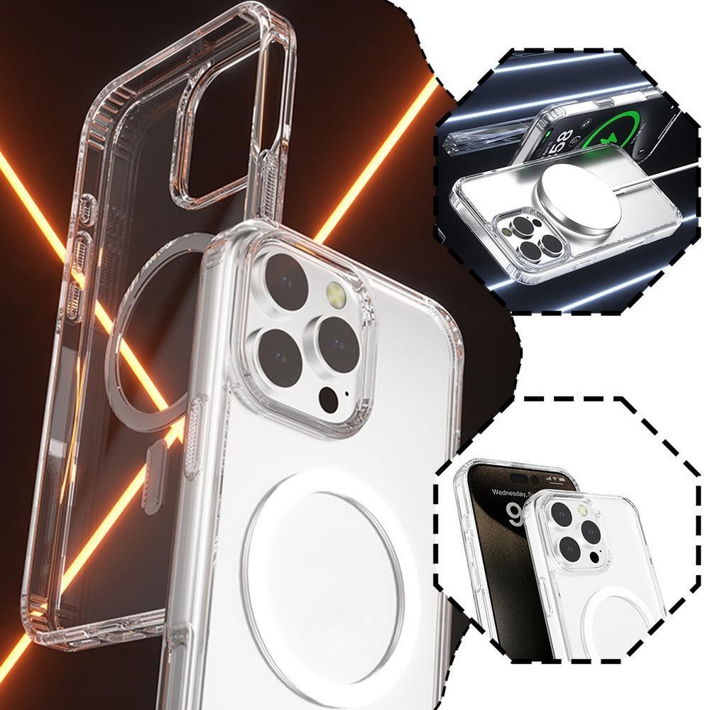 FOR Apple 16 phone case transparent powerful magnetic case T6Q7 цφ