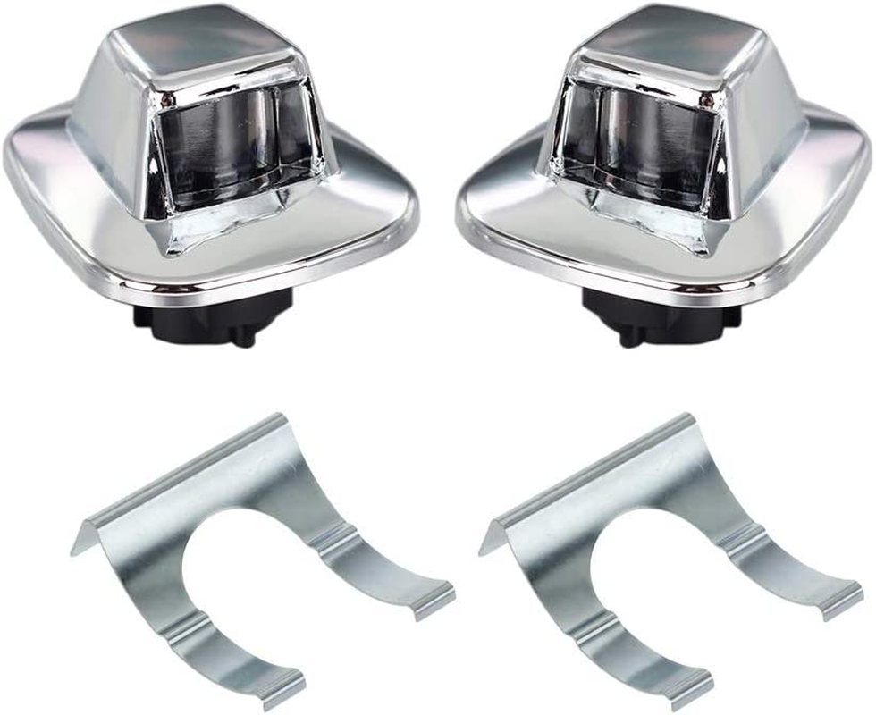 HERCOO License Plate Lights Lamp Lens Chrome Housing Compatible with 1987 to 199