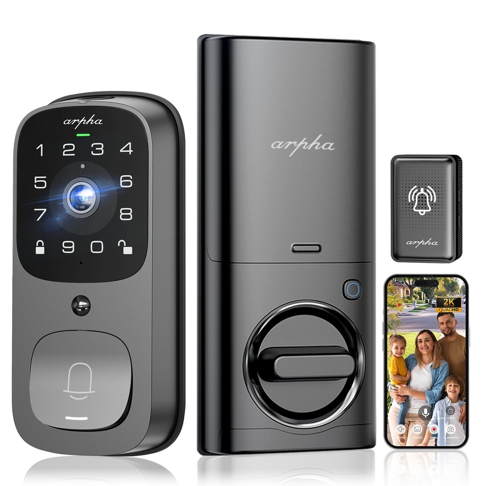 WiFi Smart Door Lock, 5-in-1 Fingerprint Keyless Entry Door Lock, Two-Way Aud...