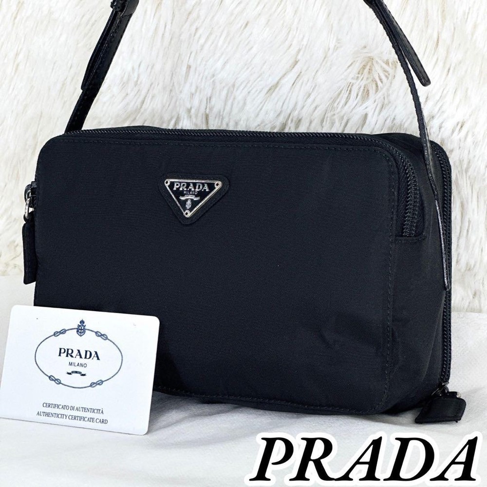 Rare Prada Acousry One Shoulder Pouch G Card 1254 in Black