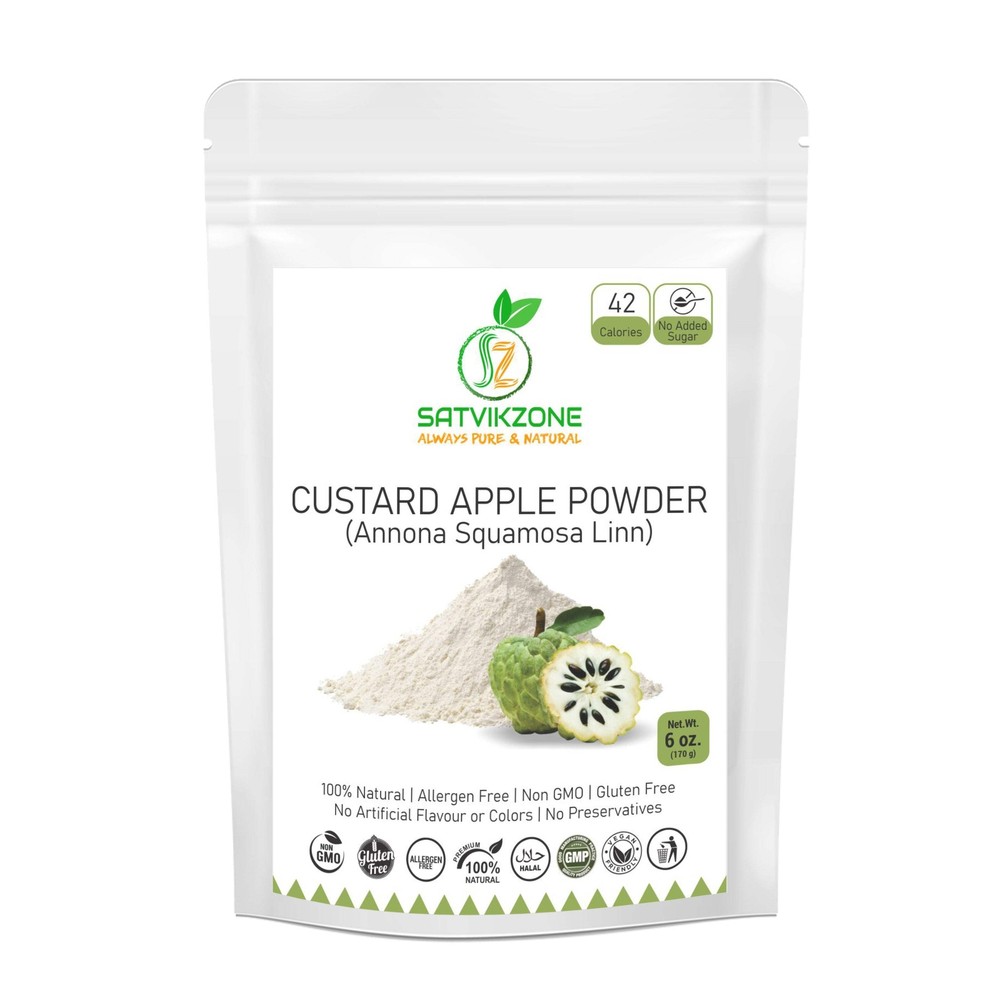 Custard Apple Sitafal Fruit Powder, 100% Natural, 6oz, No Added Sugar-SATVIKZONE