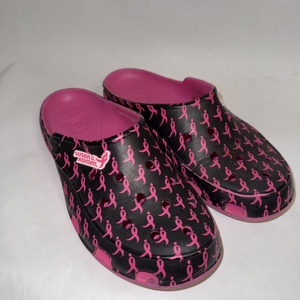 Crocs W7 Susan G. Komen Freesail Breast Cancer Awareness Pink Black Pre-owned