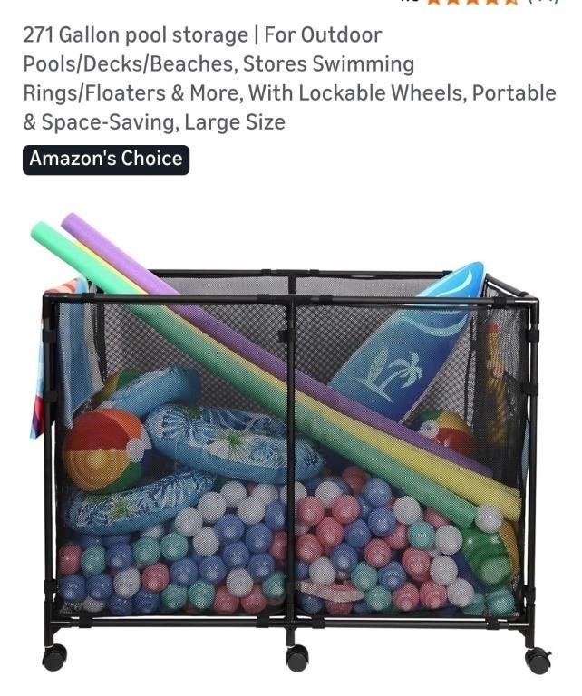 NEW Pool Storage Bin 271 Gal - Rolling Organizer for Floats, Toys, Noodles...