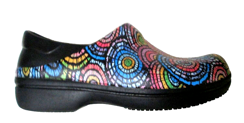 Crocs Neria Pro II Womens Multicolor Circles Slip Resistant Nursing Clog 9 B25