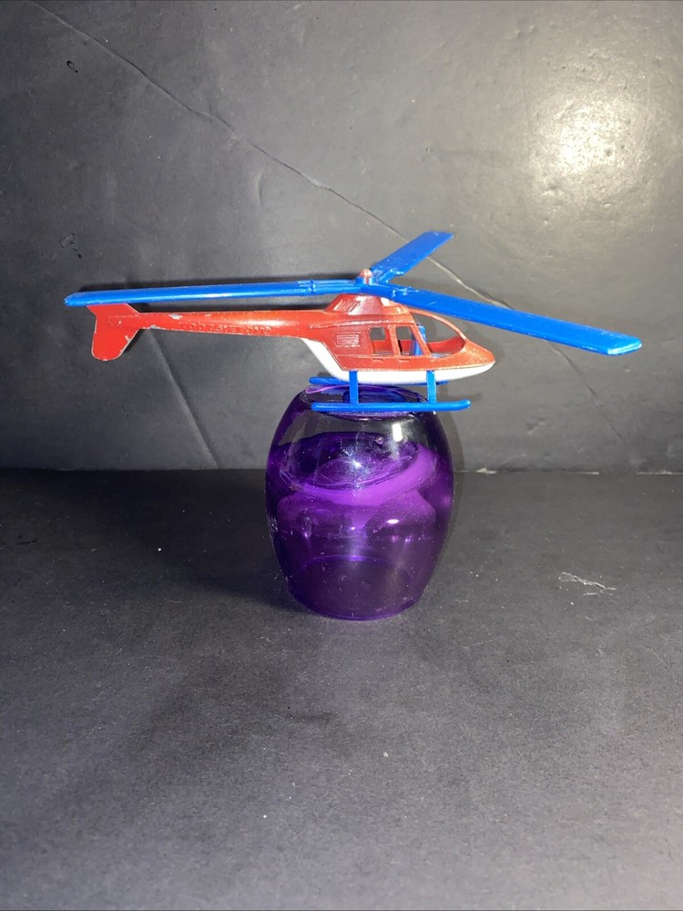 Vintage Helicopter Tootsie Toy Red White & Blue Metal Body Plastic Blade